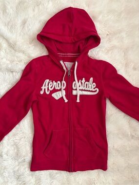 Aeropostale Girls' Bright Red Hooded Zip Jacket